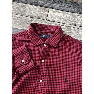 Polo Ralph Lauren Size XL Oxford Gingham Check Shirt Button Up Red
